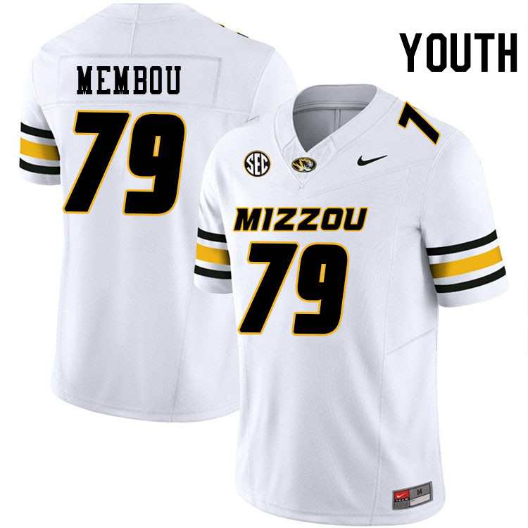 Youth #79 Armand Membou Missouri Tigers College Football Jerseys Stitched-White